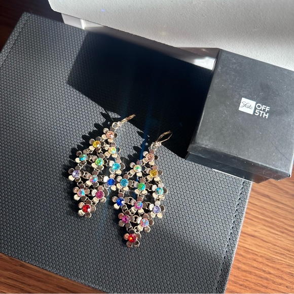 Saks of Fifth Gold Colorful Floral Teardrop Earrings - Picture 8 of 11